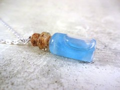 Drink Me Alice in Wonderland Mini Glass Bottle Necklace Charm Shimmer Liquid