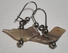 Vintage Hand Carved Bird Dangle Earrings Natural Carved Material