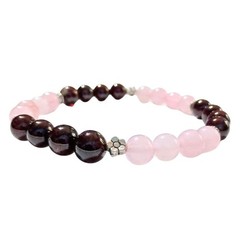 Handmade Love Bracelet | Rose Quartz & Garnet Beads | «Cosmic Connection»