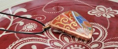 Broken China Kozan Gama Japan Imari Foil Wrapped Triangle Pendant Necklace