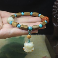 Green Sandalwood Rectangular Bead Bracelet—Unisex Jewelry Accessory