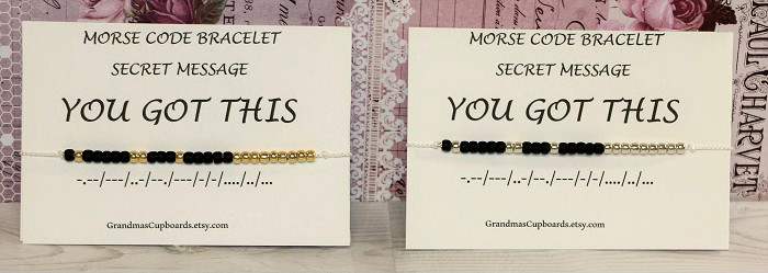 Morse Code Bracelet, YOU GOT THIS, Adjustable, Hidden Message/Custom/Stackable