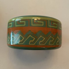 Green Orange Yellow Wooden Bracelet Made In India Tribal