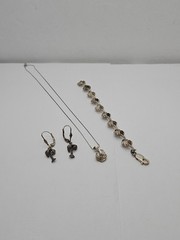 VTG 925 S.S. Palm Tree Link Chain Bracelet with Matching Necklace and Earrings.