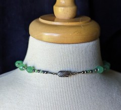 Artisan Made Light Mint Green Glass Bead Swirl S Ceramic Pendant 18″ Necklace