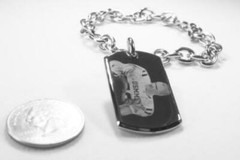 Photo Picture Text Tag Custom 22 x 36 3D dog tag stainless steel oval link chain