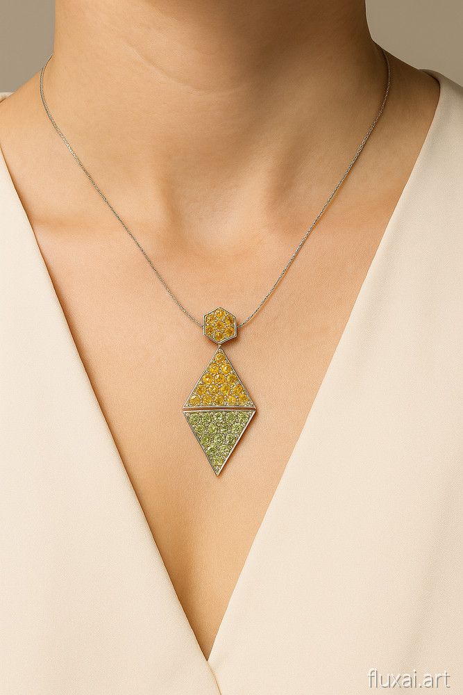 It Bends One Of A Kind Yellow And Green Sapphire Pendant 2 1/4 Inches