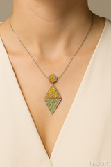 It Bends One Of A Kind Yellow And Green Sapphire Pendant 2 1/4 Inches