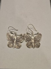 S925 Sterling Silver Butterfly Dangle Drop Earrings PE48