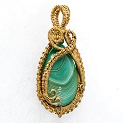Wire-Wrapped 14/20 Gold-Filled Malachite Pendant