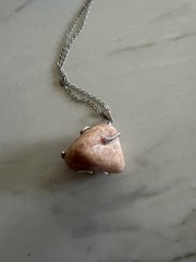 Handmade And Hand Wired Sunstone Cabochon Gemstone Pendant with 925 Chain