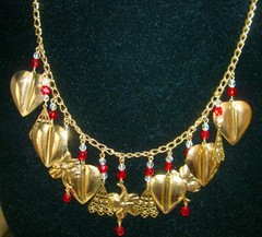 «HANDCRAFTED T. BURKE DESIGNS NECKLACE W/HEARTS/FLOWERS+ MORE» 1-OF-A-KIND»!