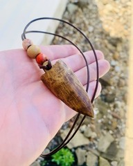 Arrowhead Pendant Necklace Hand Carved Natural Wood Arrowhead
