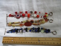 Lot of 3 Double Strand Glass Sterling Mixed Beads Bracelets-Hand Made