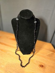 Purple & Clear Cut Glass Long Beaded Necklace