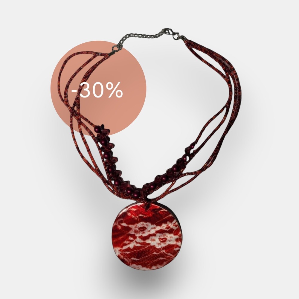 Vintage Red Bead Women Necklace With Red Pendant 30% Off Regular Price