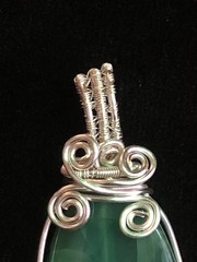 SA1005 – Wire Wrapped Green Dragon Vein Agate Marquise Pendant