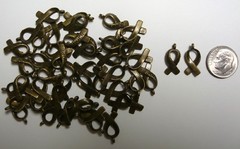 50 Cancer awareness hope ribbon charms ant bronze plated zinc findings CFP115B