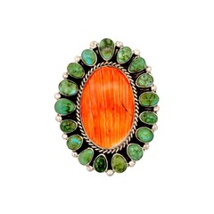 Melvin, Tiffany Jones, Ring, Multi-Stone, Navajo, Adjustable 11