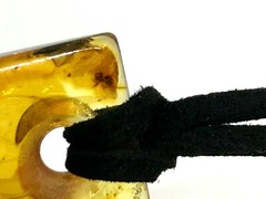 AMBER PENDANT Insect Gift Rectangular Baltic AMBER on Cord Unisex 4,6g 17897