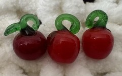 Handmade Glass Apple Pendants Or Charms, Tulip Glass Pendant + Metal Apple Charm