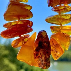 Vintage Baltic Amber Necklace Graduated Nugget Beads Cognac Honey Natural Amber