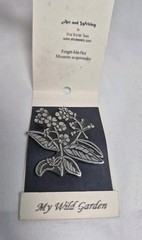1997 Alice Warder Seely Wild Garden Pins Forget Me Not Brooches Pewter VTG EXC