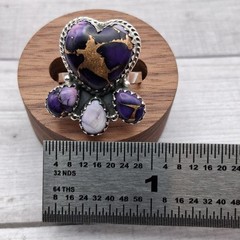 Southwestern Purple Mojave Turquoise Heart Ring Sz 7-10 Cluster Sterling Silver