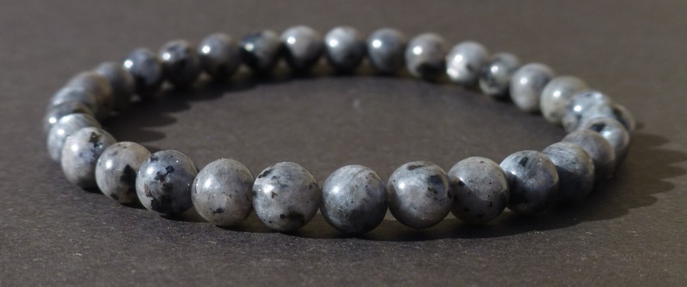 Larvikite Natural Gemstone Bracelet Handmade Stretch Beaded 6mm – 7″