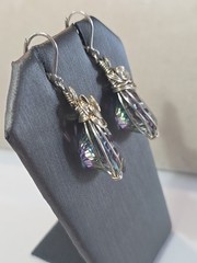 Mystic Topaz Sterling Silver Wire Wrapped Earrings Handmade Leverback OOAK 3