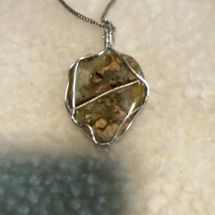 Hand Wire Wrapped Jasper Necklace. Split stone Found, Cut, Polished by Artist