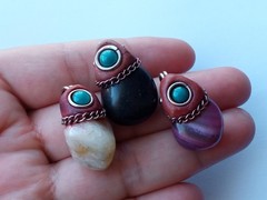 🔥Handmade Peru Jewelry Wholesale Lot 15 Agate Cabochon Pendants Alpaca Silver🔥