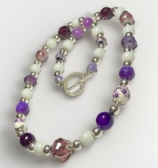 Artisan Handcrafted Art Deco Lampwork Glass Jewelry Purple Haze Necklace #5