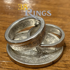 HIS AND HERS WEDDING RINGS SET – 2 SILVER Morgan Dollar COIN RINGS USA SIZE 5-13