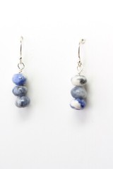 Sodalite Blue White 4mm x 6mm Roundel Gemstone .925 Sterling Silver Earrings 1″