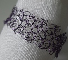 Purple Wire Bracelet 1″ Wide Lightweight Handmade Jewelry W036