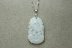 Natural White green A Jadeite jade Hand-Carved Dragon (Chinese Zodiac) Pendant