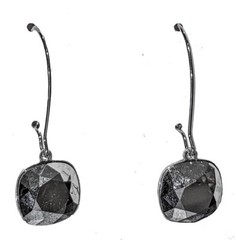 New Popesco Swarovski Dangle Earrings 6517 SILVER Enamel gift Grey