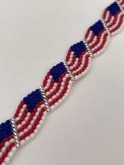 American USA Red White Blue Beaded Bracelet