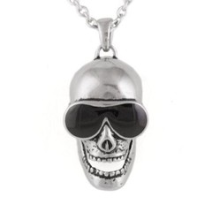 Skull necklace sunglass black epoxy stainless steel pendant necklace by controse