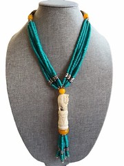 Tribal Elephant Beaded Y Drop Necklace Multi Strand Tassel Artisan Dyed BOHO A10