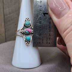 Sterling Silver Cotton Candy Turquoise Ring 3 Stone Size 6.5 Southwestern