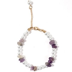 Bohemian Mala Bracelet Natural Amethyst and Pearl Fashion Bangle for Women