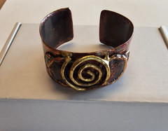 Brass and Copper Color Artisan Cuff Bracelet