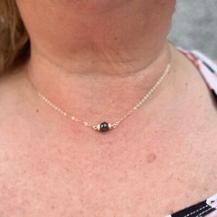 Natural 2 Carat Black Diamond Necklace Solid 14k Gold , 15 3/4″ – 17″