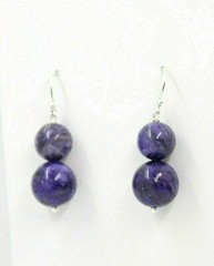 Sugilite Purple 8mm & 10mm Ball Gemstone 925 Sterling Silver Earrings 1 1/4″