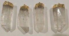 2 Inch Quartz Crystal Point Pendant Gold Plated Necklace Charm