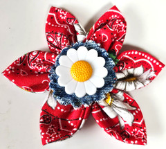 Hand-Crafted Fabric Flower Brooch – 3.5″