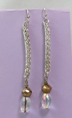 Sterling Silver Viking Knit Dangle Earrings with Crystal Beads