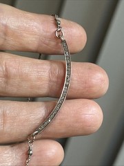 36. 14/20 G.F.,925 Sterling Silver Lab Diamond Curved Bar Statement Necklace 18″